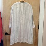 CP Shades 100% Linen Tunic Dress White Gray Striped Sizr Medium Photo 3