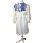 Umgee White Blue Gauzy Boho Tunic Dress Small Peasant Bohemian Southwestern Photo 4