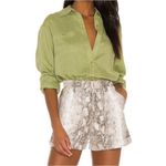 Song Of Style Amora Snake Python‎ Print Vegan Leather Vinyl Shorts Sz L Revolve Gray Size L Photo 1