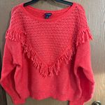 Scoop NYC Women's Fringe Sweater Pullover, Size XL Dark Salmon Pink Photo 1