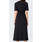 Cider Solid Belted Knitted Midi Dress in Grey Photo 5