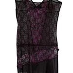 American Vintage Romantic Goth Black Purple Sheer Lace Sexy Mini Dress Whimsigoth Lingerie Slip Photo 0