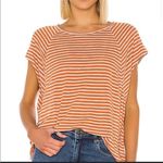 We The Free Free People  Halo Cap Sleeve Orange White Oversized T Shirt Small Photo 0