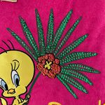 TWEETY Y2K Hot Pink Gold Terry Cloth Paradise Sequin Graphic Beach Tote Bag Photo 3