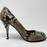 Stuart Weitzman Snakeskin Python Leather Peep Toe High Heels Shoes Black Tan 6 Photo 0