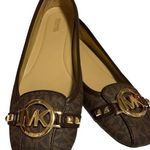 Michael Kors  Sz 10 Fulton Studded slip on MOC Flat ballet MK Loafers Gold logo Photo 0