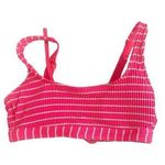 Xhilaration S Neon Pink white stripes bikini swim top lace up back Photo 0