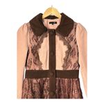 Anthropologie Ryu Wool Blend Pink Brown Lace Trim Dress Jacket Women Size Small Photo 1