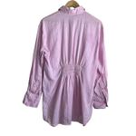 ZARA Women Tunic Top M Pink Linen Button Up Preppy Coastal Beachy Cottage Vacay Photo 2