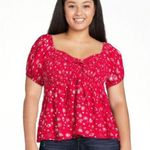 No Boundaries  Blouse Juniors Twist Front Smocked Top Brilliant Red Bandana Print Photo 0