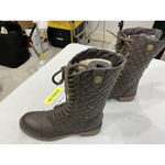 Womans SMNY Fireside Midcalf Combat Boots 5.5 M Brown Quilted Lined Lace Up Zip Photo 2