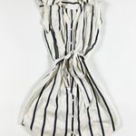 Alice + Olivia Payton Payton Striped Button Front Shirtdress Cotton White Navy 2 Photo 0