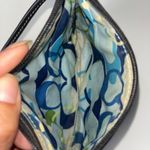 Coach Whipstitch Leather Wristlet – Black Braided Trim – Blue Graphic Lining Photo 3