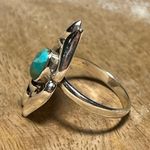 Sterling Silver Turquoise Flower 925  Ring Photo 4