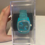 TKO Square Face Watch with Silicone and Rhinestones Aqua‎ Blue EUC Photo 7