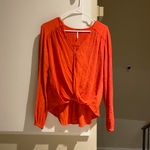 Free People  red/orange v neck top with wrap details  Photo 2