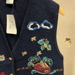 Talbots Vintage 100% Wool Embrodiered Fall Apple Farm Barn Sleeveless Vest Small Photo 2