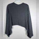 Lisa Bayne Size S Black Crop Shark Bite Hem Artsy Minimalist Lagenlook Top Photo 1