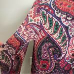 Loft  Dress Shift Ruffle Collar Lined Lightweight Floral Paisley Bold Bohemian Photo 10