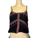 Charlotte Russe Size Medium Black Sheer Embroidered Strappy Tank Top Open Back Photo 0