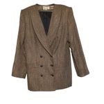 VTG Gray Black Tweed Blazer Shoulder Pads work office professional Size 10/11 Brown Size M Photo 2