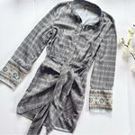 Free People  Silky Rillo Print Mini Shirtdress Navy Combo Photo 6