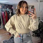 Talentless  Dolman Sleeve Crop Crewneck Sweatshirt Beige Size Small Photo 0