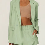 Thakoon Collective Blazer Womens 6 Green Oversized Jacket Linen Blend Career Photo 0