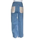 Forenza Cotton Patch High Waisted Wide Leg Denim Pants Size 12 Boho Hippie Photo 1