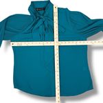 New‎ York & Company Pleated Puff Sleeve Pussybow Tie Neck Blouse Teal Medium Blue Photo 10