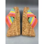 Yellow Box  Sz 7 Sandals Rainbow Crochet Wedge Platform  Cork  Open Toe Photo 6