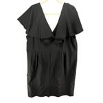 Eloquii  Dress Plus Size 24 Black Surplice Ruffled Cape Wrap Tie Waist Flattering Photo 4