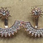 Ju merit Ear Jacket Stud Earrings Rhinestone Earrings in Rose Gold Photo 0