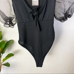 Nasty Gal NWT  Don’t Tie So Hard Ribbed Bodysuit Size 8 in Black Photo 4