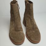 Tory Burch  TAN SUEDE SIDE ZIP FLARED WOODEN BLOCK STACKED HEEL BOOTIES 8.5M Photo 1