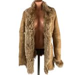 Genuine Shearling Sheepskin Patchwork Penny Lane Coat Sz 38 Brown Size M Photo 1