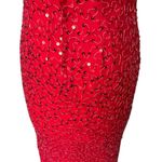 Scala  Vintage 80s Red Beaded Sequin Sheath Evening Dress Formal Glamourcore M Photo 7