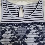 Maurice's Striped tank top with embroidered mesh overlay Photo 4