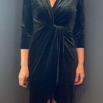 ZARA  Dark Green Velvet Long Sleeve Wrap Front Dress Size L Photo 2