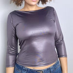 L.E.I Y2K Silver Long Sleeve Top Photo 0