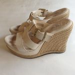 UGG  Strappy Buckle Suede Espadrille Wedge Platform Sandals 6.5 Beige Photo 1