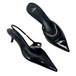 Mango  Pointed Toe Kitten Heel Slingback Pump Link Strap Size 40/ 9 Photo 3