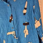 Lazy Oaf  Womens Blue Psycho Killer Long Sleeve Button Down Tunic Top Shirt Small Photo 2