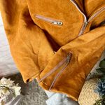 NEW Camel Suede Moto Jacket Tan Photo 7
