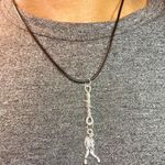 Handmade Y2K Gothic Punk PU leather Necklace , Wire with hanging man zombie pendants Photo 6