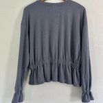 A New Day 🦋 Grey Ribbed Long Sleeve Blouse Medium Photo 3