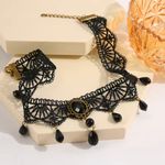 Gorgeous Retro Style Tassel Crystal Lace Necklace Faux Fashion Jewelry‎ Black Photo 3