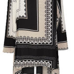 High Low Tunic Shirt Dress 12 Large Artsy‎ Abstract Top Asymmetrical Hem Neutral Photo 0