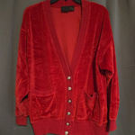 Liz Claiborne Sport Red Velvet Cardigan, Women's Medium Button Up, Knit Trim Photo 0