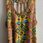 Top Chick Women's Chain Straps Yellow Geometric Pattern Tank Top Gold Size undefined Photo 0